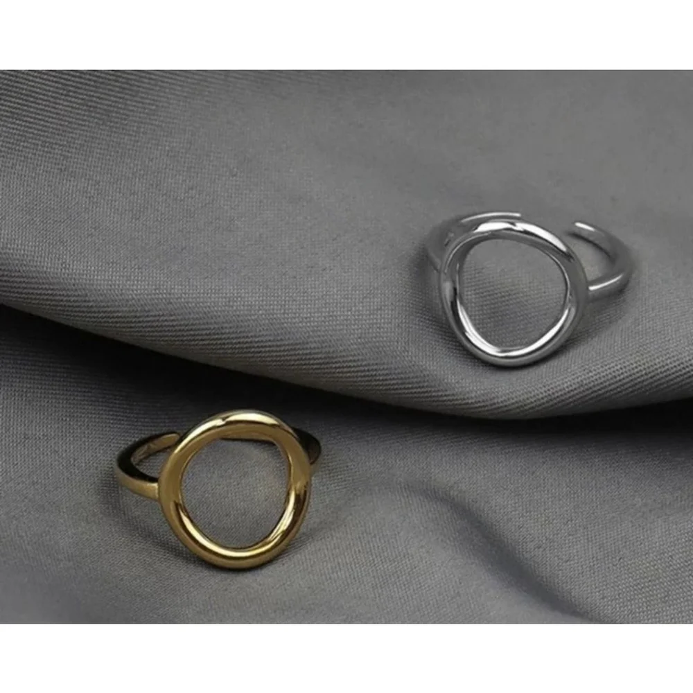 NEW Women's Solid Circle Ring Adjustable‎ Gold Plated S925